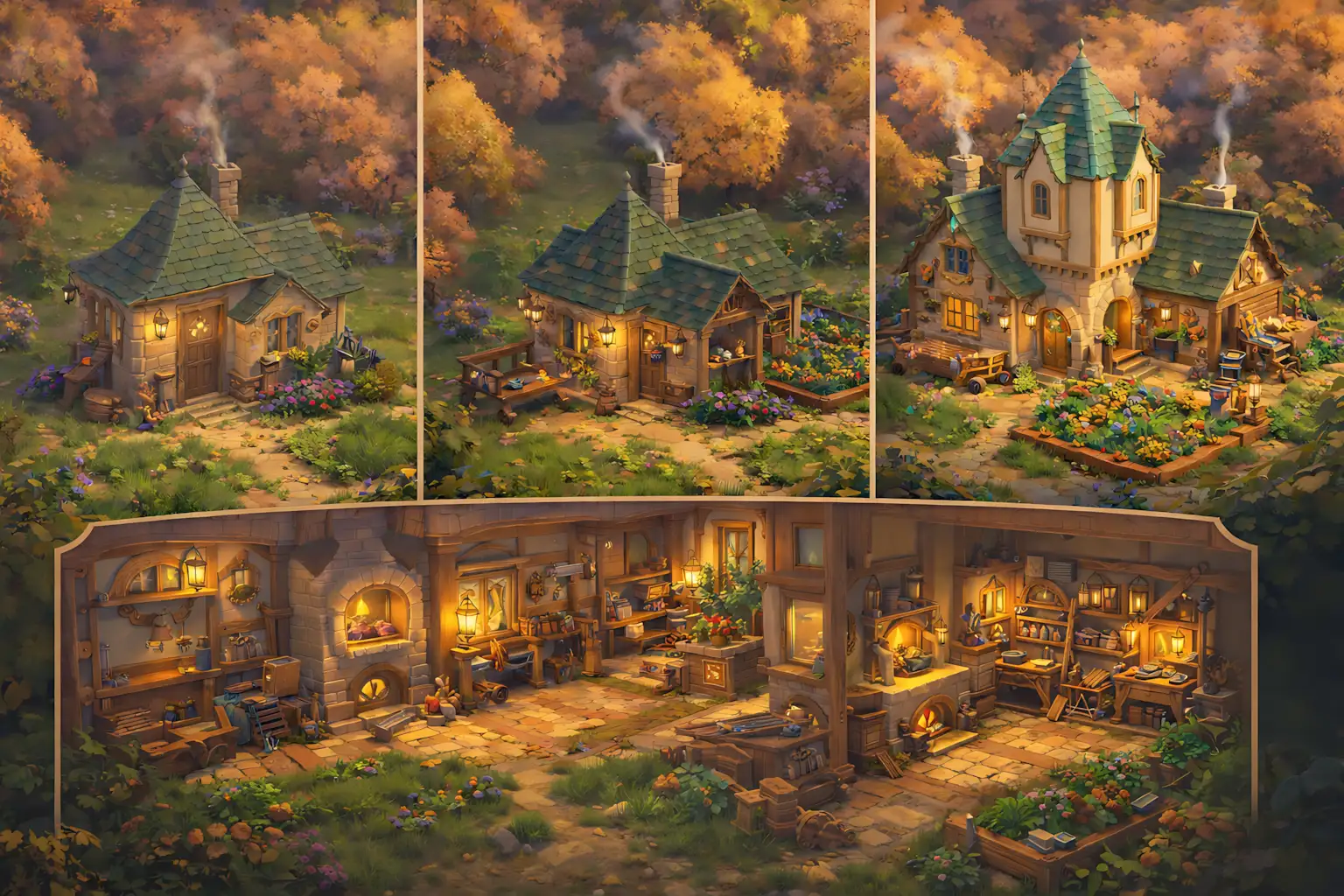 Concept art of a small home area with upgrades